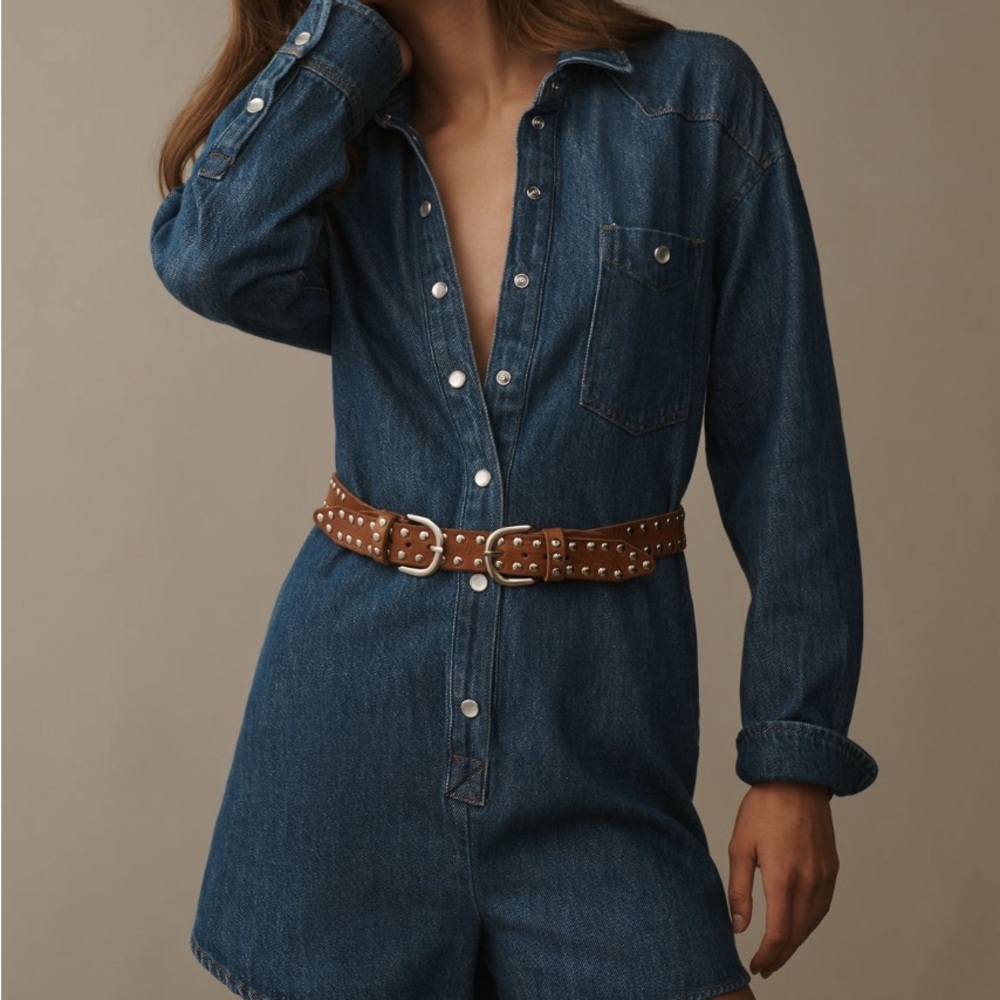 Anthropologie Blue Denim Romper